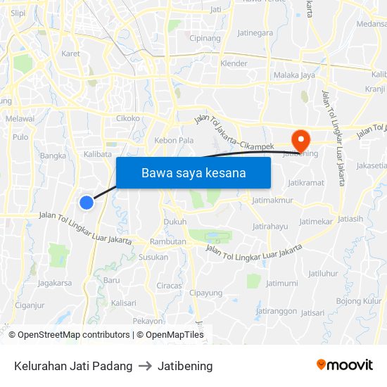 Kelurahan Jati Padang to Jatibening map