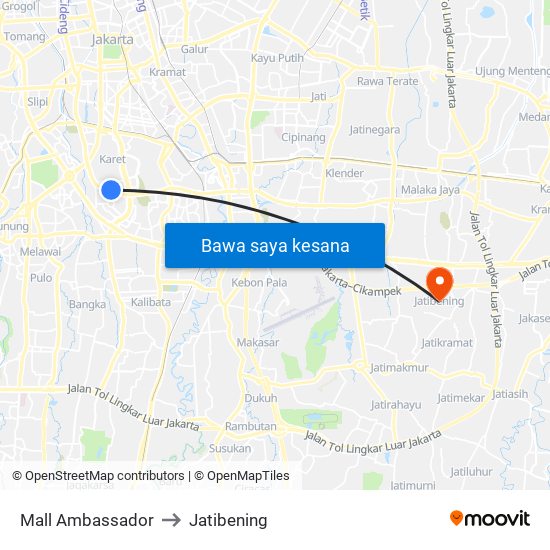 Mall Ambassador to Jatibening map