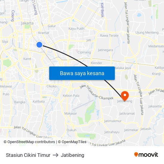 Stasiun Cikini Timur to Jatibening map