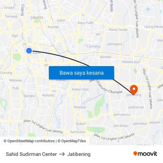 Sahid Sudirman Center to Jatibening map