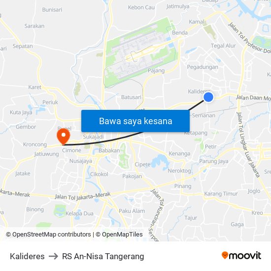 Kalideres to RS An-Nisa Tangerang map
