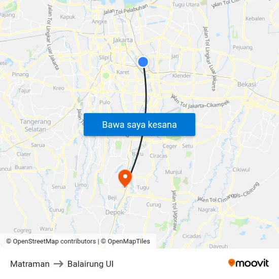 Matraman to Balairung UI map