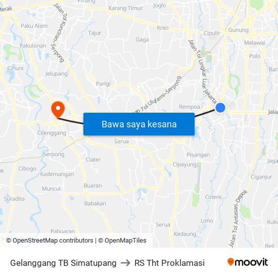 Gelanggang TB Simatupang to RS Tht Proklamasi map