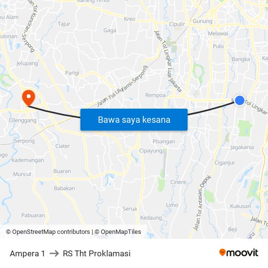 Ampera 1 to RS Tht Proklamasi map