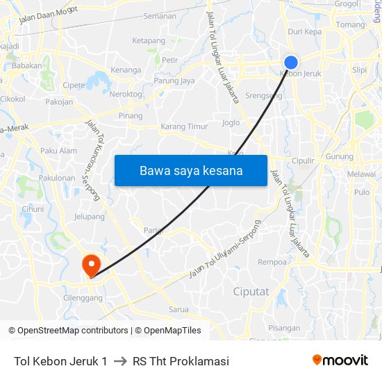 Tol Kebon Jeruk 1 to RS Tht Proklamasi map