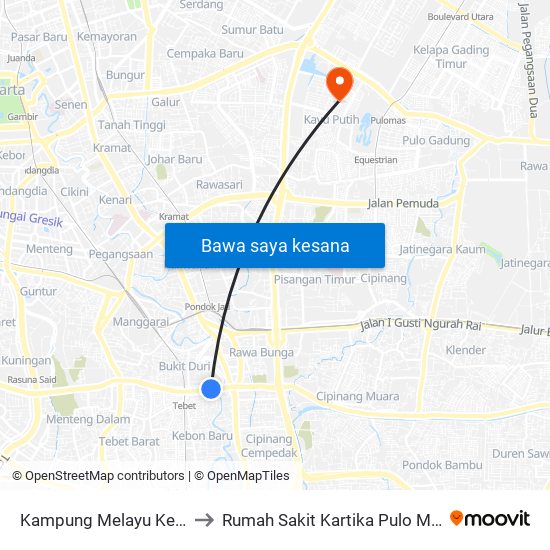 Kampung Melayu Kecil to Rumah Sakit Kartika Pulo Mas map