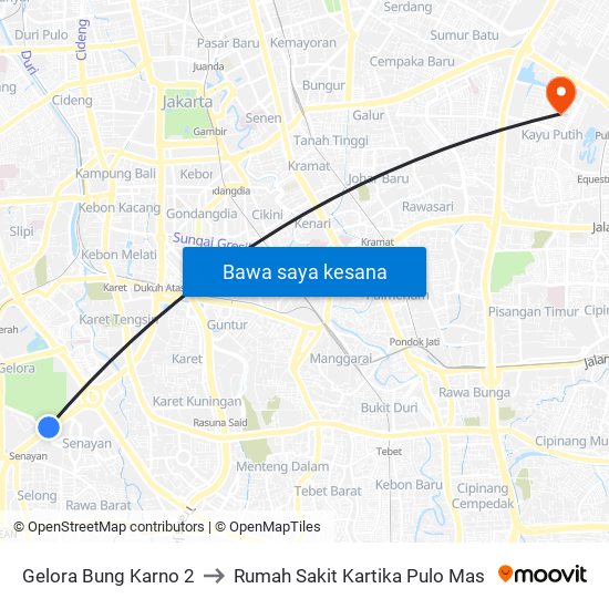 Gelora Bung Karno 2 to Rumah Sakit Kartika Pulo Mas map