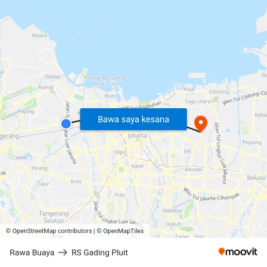 Rawa Buaya to RS Gading Pluit map
