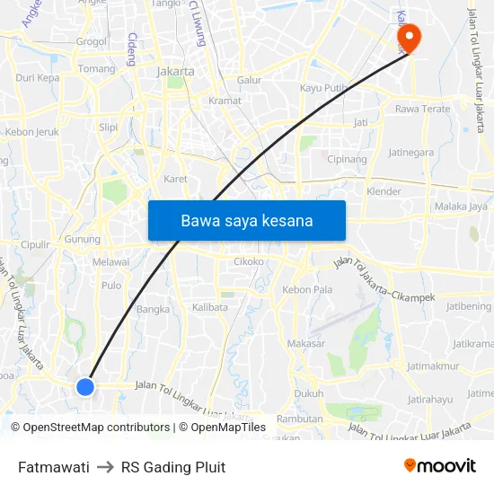 Fatmawati to RS Gading Pluit map