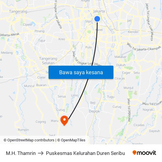 M.H. Thamrin to Puskesmas Kelurahan Duren Seribu map