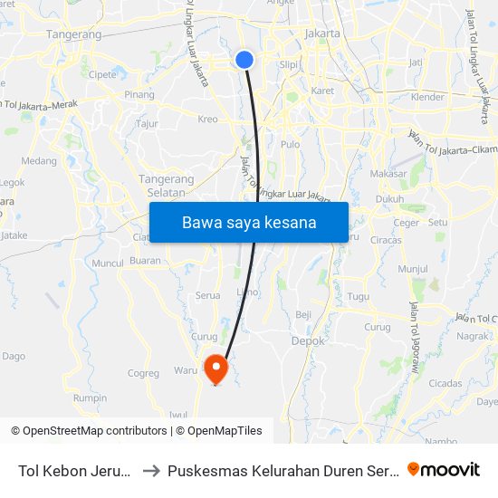 Tol Kebon Jeruk 1 to Puskesmas Kelurahan Duren Seribu map