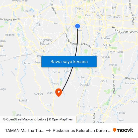 TAMAN Martha Tiahahu to Puskesmas Kelurahan Duren Seribu map