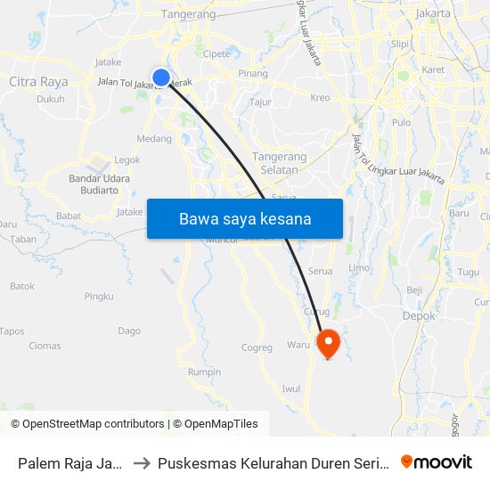 Palem Raja Jaya to Puskesmas Kelurahan Duren Seribu map