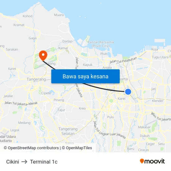 Cikini to Terminal 1c map