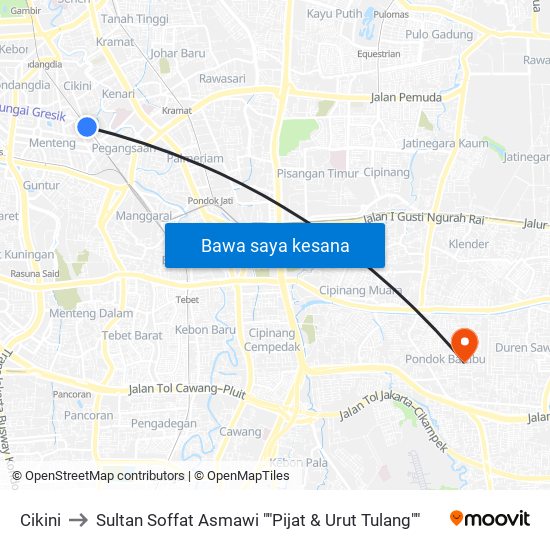 Cikini to Sultan Soffat Asmawi ""Pijat & Urut Tulang"" map