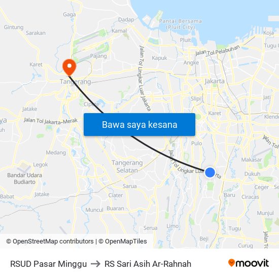 RSUD Pasar Minggu to RS Sari Asih Ar-Rahnah map