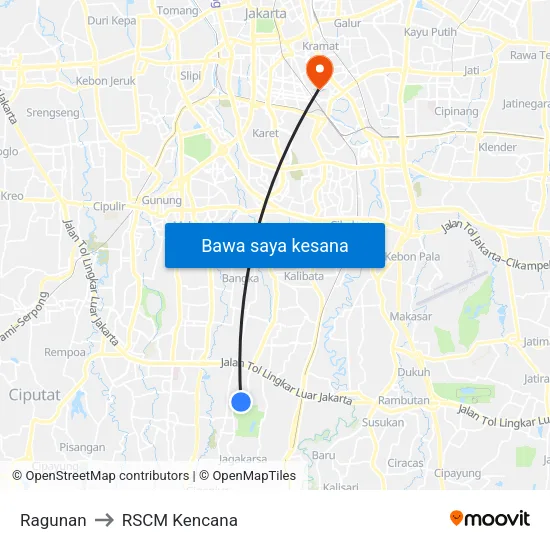 Ragunan to RSCM Kencana map