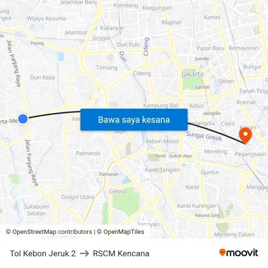 Tol Kebon Jeruk 2 to RSCM Kencana map