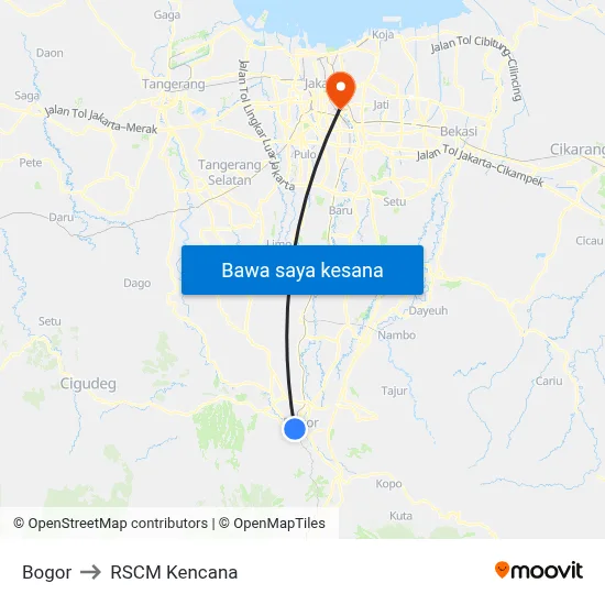 Bogor to RSCM Kencana map
