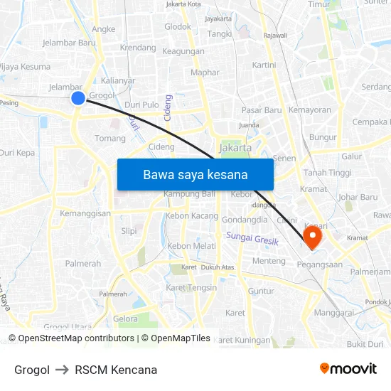Grogol to RSCM Kencana map