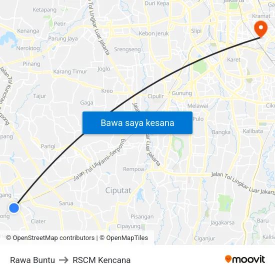 Rawa Buntu to RSCM Kencana map