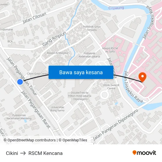 Cikini to RSCM Kencana map