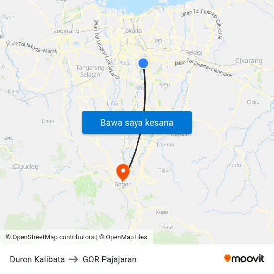 Duren Kalibata to GOR Pajajaran map