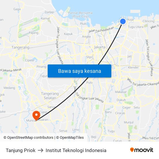 Tanjung Priok to Institut Teknologi Indonesia map