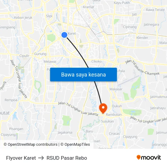 Flyover Karet to RSUD Pasar Rebo map