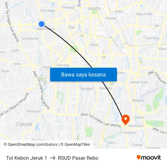 Tol Kebon Jeruk 1 to RSUD Pasar Rebo map