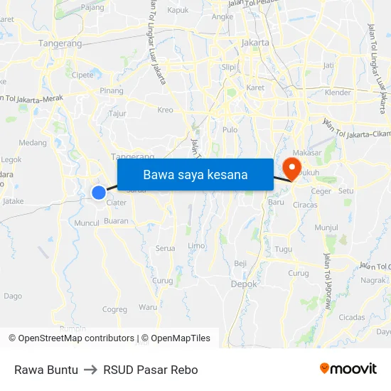 Rawa Buntu to RSUD Pasar Rebo map