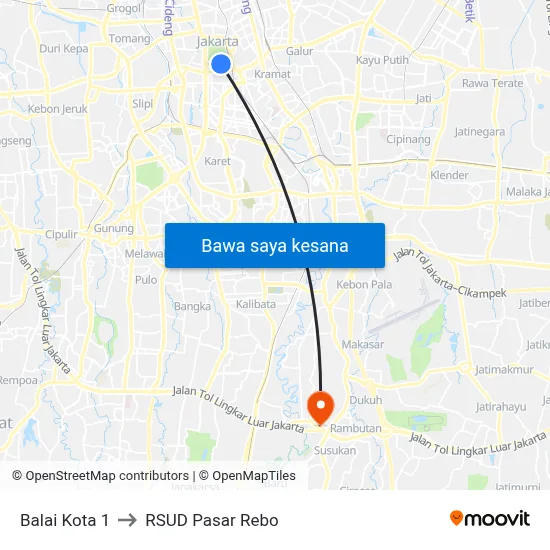 Balai Kota 1 to RSUD Pasar Rebo map