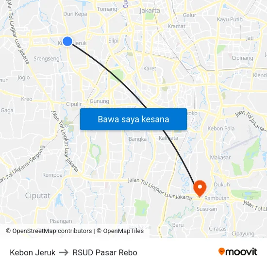 Kebon Jeruk to RSUD Pasar Rebo map