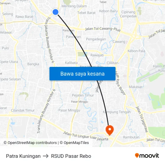 Patra Kuningan to RSUD Pasar Rebo map