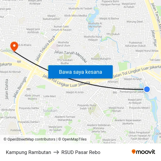 Kampung Rambutan ke RSUD Pasar Rebo dengan transportasi umum