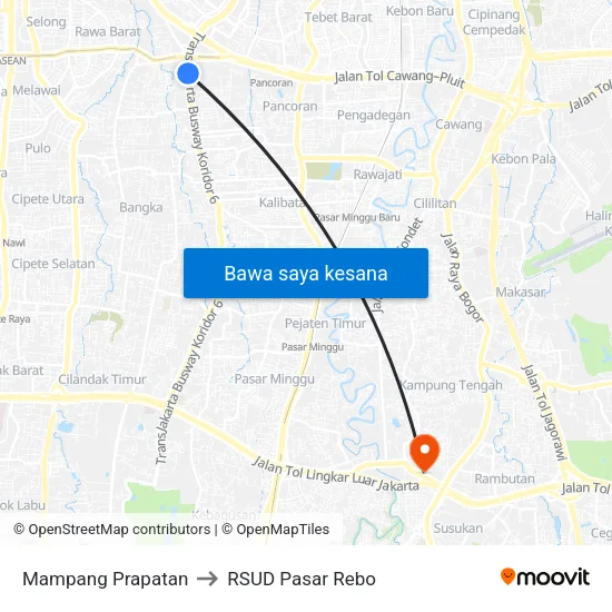 Mampang Prapatan to RSUD Pasar Rebo map