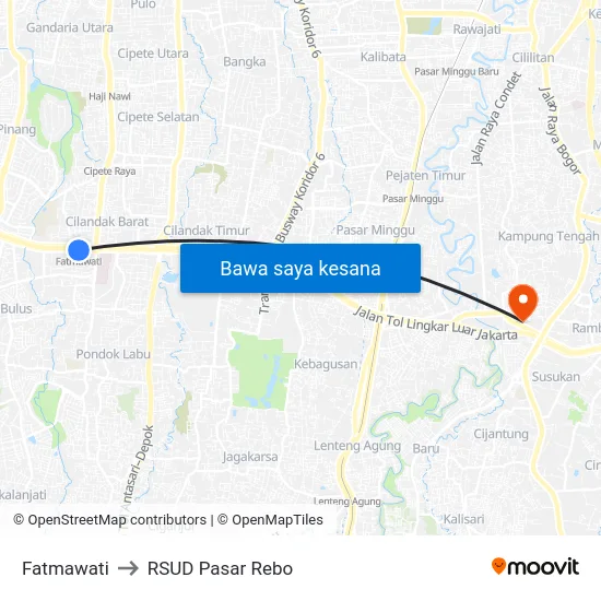 Fatmawati to RSUD Pasar Rebo map
