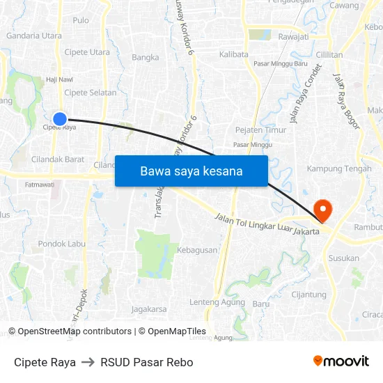 Cipete Raya to RSUD Pasar Rebo map