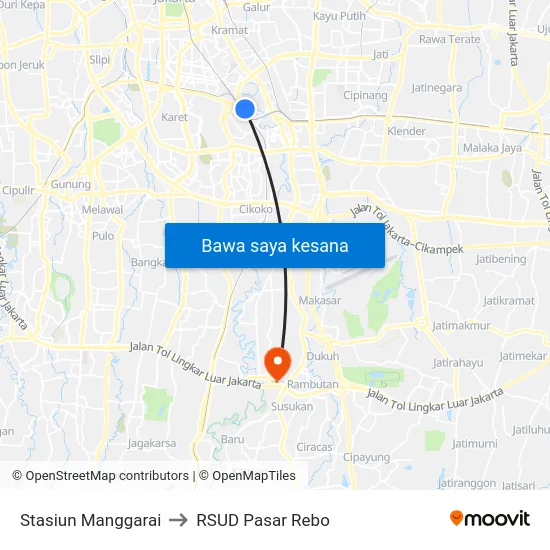 Stasiun Manggarai to RSUD Pasar Rebo map