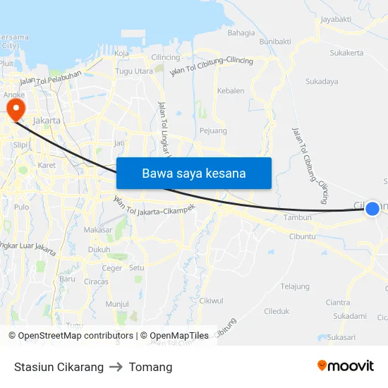 Stasiun Cikarang to Tomang map