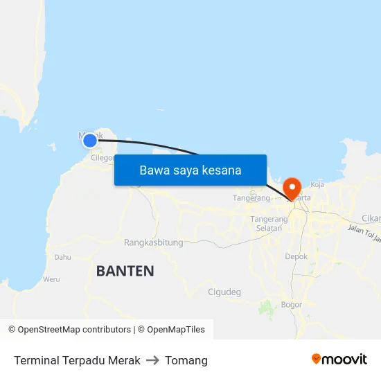 Terminal Terpadu Merak to Tomang map