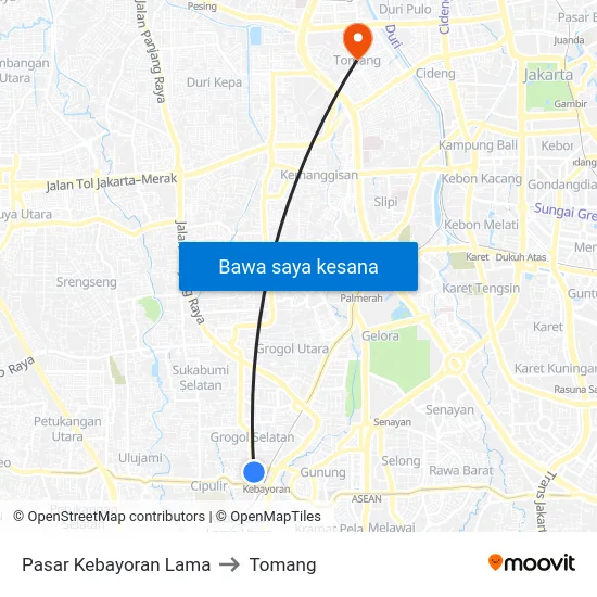 Pasar Kebayoran Lama to Tomang map