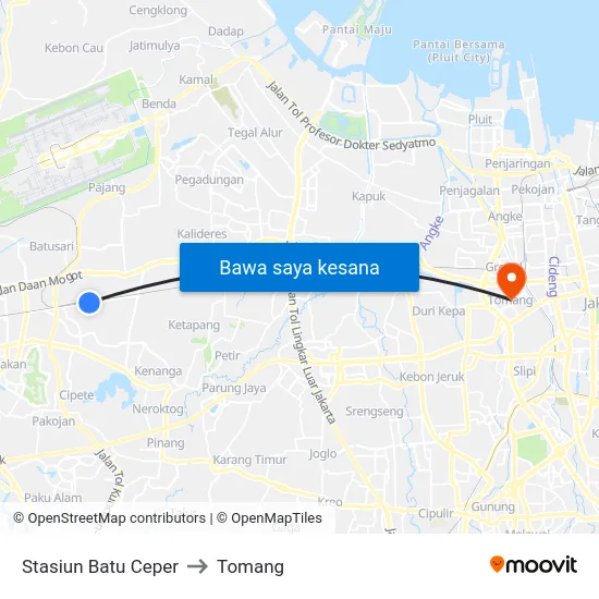 Stasiun Batu Ceper to Tomang map