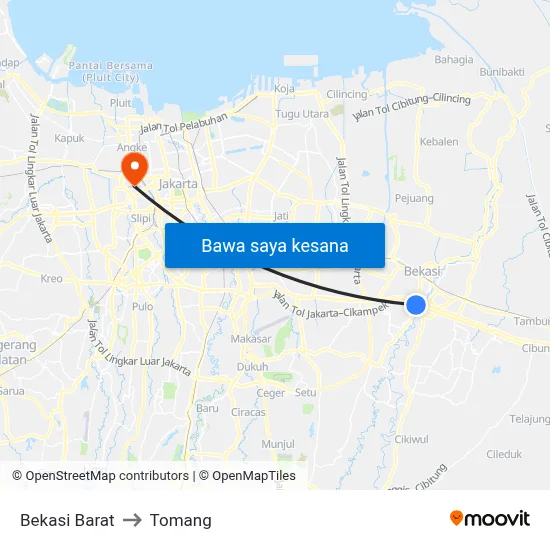 Bekasi Barat to Tomang map