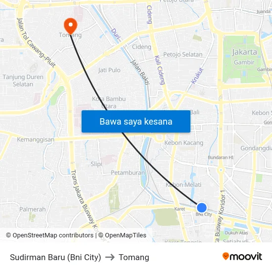 Sudirman Baru (Bni City) to Tomang map