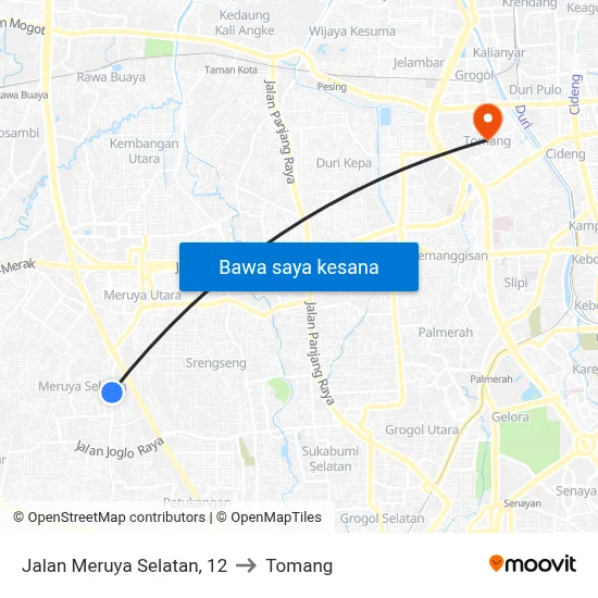 Jalan Meruya Selatan, 12 to Tomang map