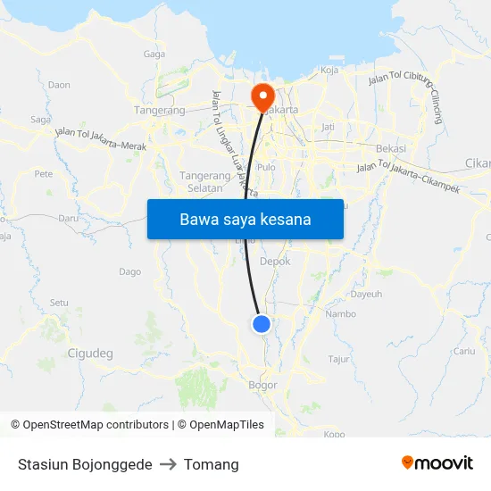 Stasiun Bojonggede to Tomang map