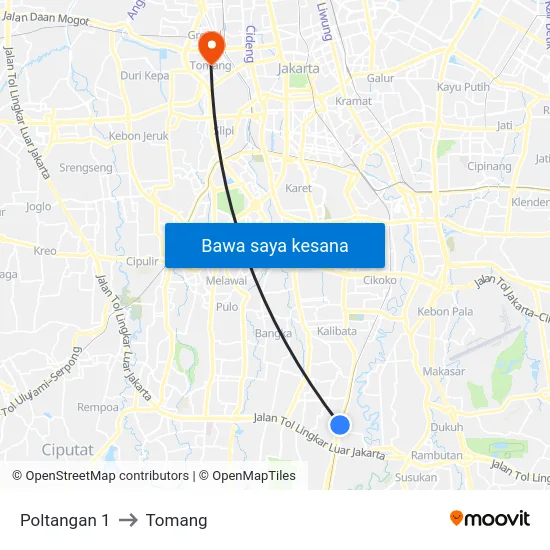 Poltangan 1 to Tomang map