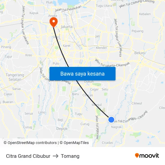 Citra Grand Cibubur to Tomang map