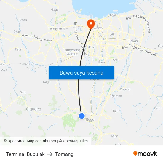 Terminal Bubulak to Tomang map